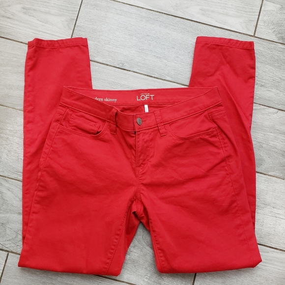 Ann Taylor LOFT Modern Skinny Jean's Red 26 / 2P - Picture 2 of 5